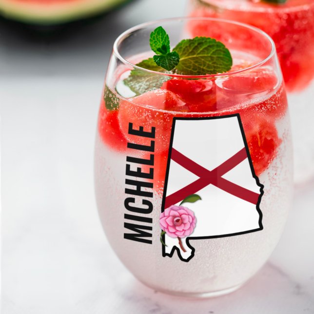 Individuelle Name Alabama Flag und Staat Blume Cam Weinglas Ohne Stiel (Von Creator hochgeladen)
