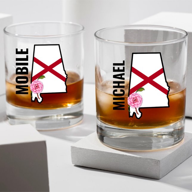 Individuelle Name Alabama Flag und Staat Blume Cam Whiskyglas (Von Creator hochgeladen)