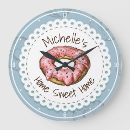 Individuelle Name Alt modische Donut Sweet Zuhause Große Wanduhr