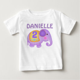 Individuelle Name & Alter Geburtstag Elefant Tutu Baby T-shirt
