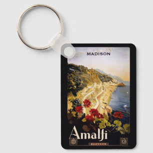 Individuelle Name Amalfi Italien Vintage Reise Schlüsselanhänger