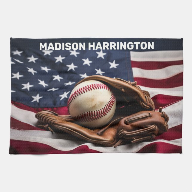 Individuelle Name American Baseball Geschirrtuch (Horizontal)
