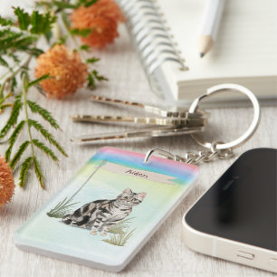 Individuelle Name American Kurz Hair Pet Cat Schlüsselanhänger