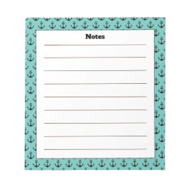 Individuelle Name Ankerdesign mit türkisfarbenem R Notizblock