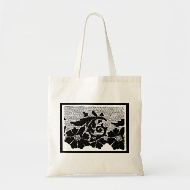 INDIVIDUELLE NAME ANTIQUE LACE PATTERN TOTE BAG TRAGETASCHE (Vorne)