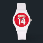 Individuelle Name, Anzahl, Farben. Sportfans rot Armbanduhr<br><div class="desc">Personalisieren Sie sich mit Namen,  Nummer und Farben Ihrer Wahl!</div>
