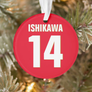 Individuelle Name, Anzahl, Farben. Sportfans rot Ornament