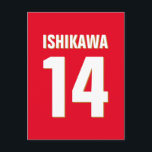 Individuelle Name, Anzahl, Farben. Sportfans rot Postkarte<br><div class="desc">Personalisieren Sie sich mit Namen,  Nummer und Farben Ihrer Wahl!</div>