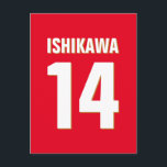 Individuelle Name, Anzahl, Farben. Sportfans rot Postkarte<br><div class="desc">Personalisieren Sie sich mit Namen,  Nummer und Farben Ihrer Wahl!</div>