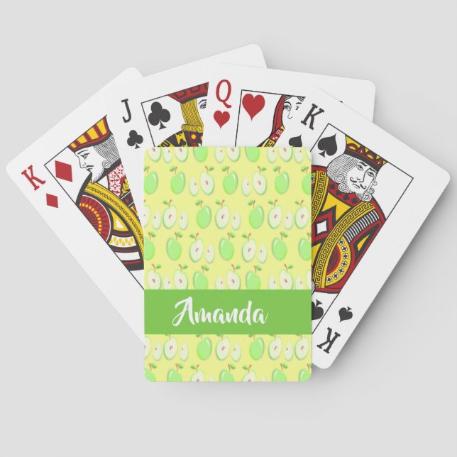 Individuelle Name-Äpfel gelb Spielkarten (Rückseite)