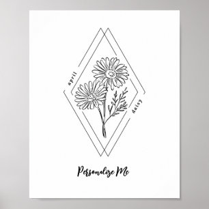 Individuelle Name April Daisy Birth Blume Poster