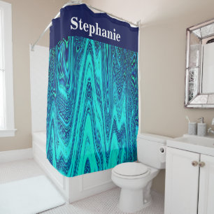 Individuelle Name Aquamariner Blauer Ozean Wave Ab Duschvorhang