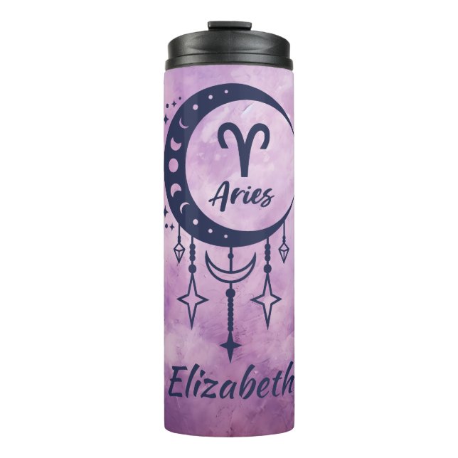 Individuelle Name Aries Zodiac Sign Thermosbecher (Vorderseite)