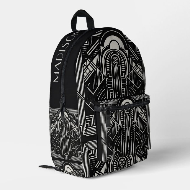 Individuelle Name Art Deco Bedruckter Rucksack (Rückseitige Ecke links)