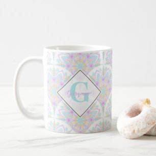 Individuelle Name Art Deco Pastel Rainbow Floral M Kaffeetasse