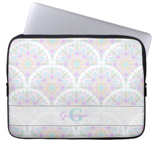 Individuelle Name Art Deco Pastel Rainbow Floral M Laptopschutzhülle