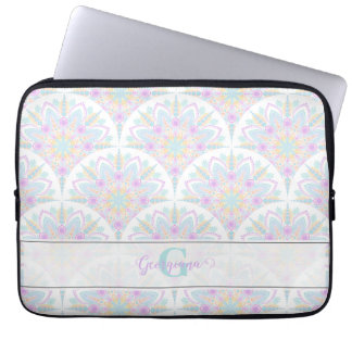 Individuelle Name Art Deco Pastel Rainbow Floral M Laptopschutzhülle