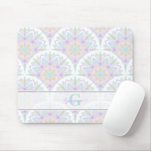 Individuelle Name Art Deco Pastel Rainbow Floral M Mousepad