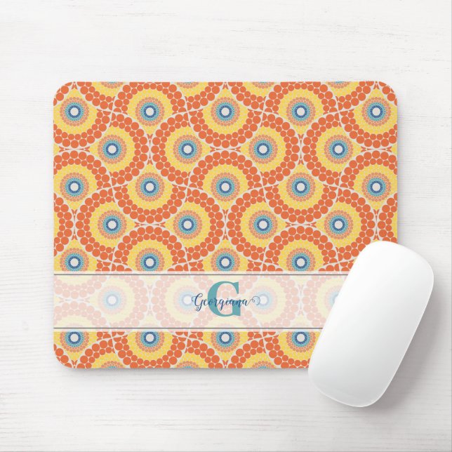 Individuelle Name Art Deco Sommer Radiant Mandala Mousepad (Mit Mouse)