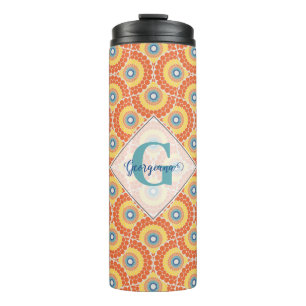 Individuelle Name Art Deco Sommer Radiant Mandala Thermosbecher