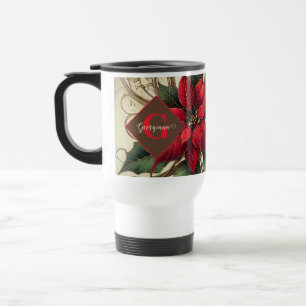 Individuelle Name Art Nouveau Christmas Poinsettia Reisebecher