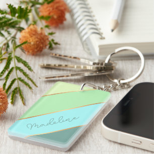 Individuelle Name auf Aquamarinem Türkisgrün Schlüsselanhänger