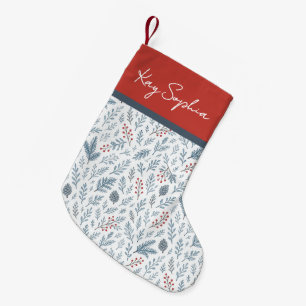 Individuelle Name auf botanischem Holly-Berry-Must Kleiner Weihnachtsstrumpf