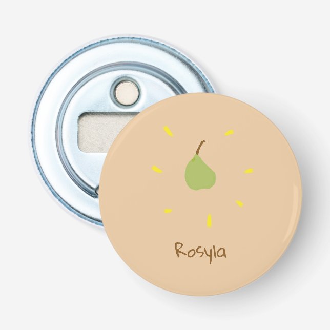 Individuelle Name auf braune Birne gemalt Flaschenöffner (Vorderseite)