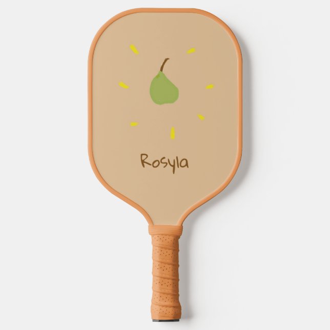 Individuelle Name auf braune Birne gemalt Pickleball Schläger (Vorderseite)