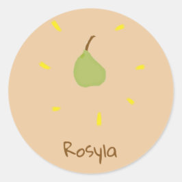 Individuelle Name auf braune Birne gemalt Runder Aufkleber