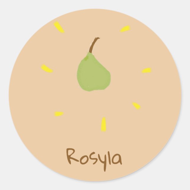 Individuelle Name auf braune Birne gemalt Runder Aufkleber (Vorderseite)