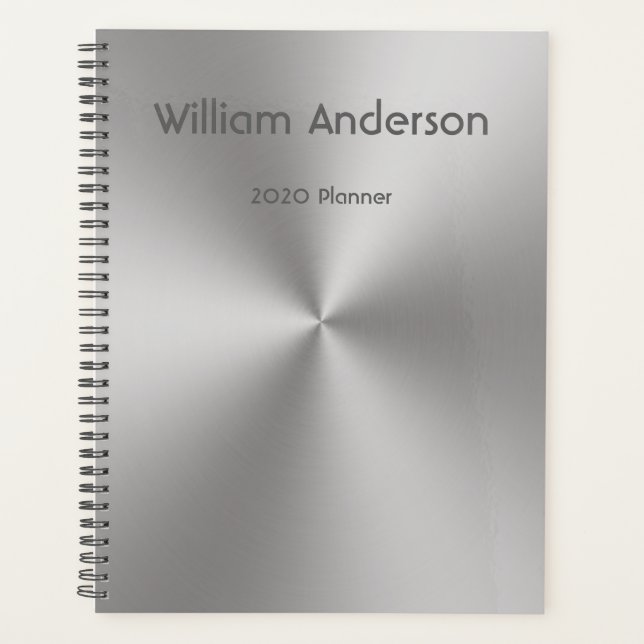 individuelle Name auf Silver Metal Look 2020 Planer (Vorderseite)