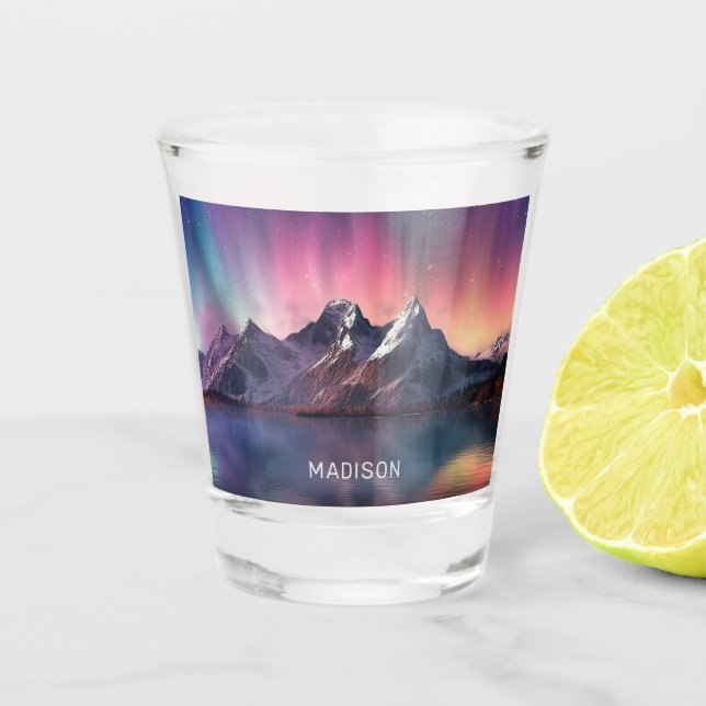 Individuelle Name Aurora Borealis Schnapsglas (Vorderseite)