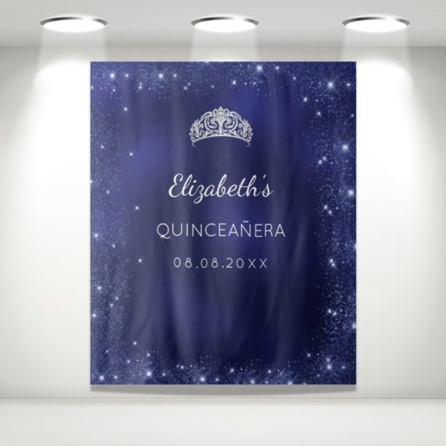 Individuelle Name aus blauem Glitzer aus Quinceane Wandteppich (Von Creator hochgeladen)