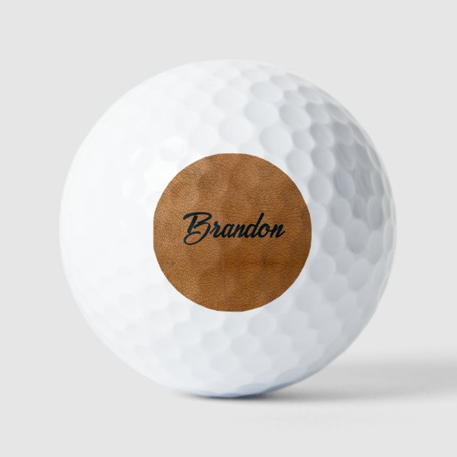 Individuelle Name aus Braunleder Golfball (Vorderseite)