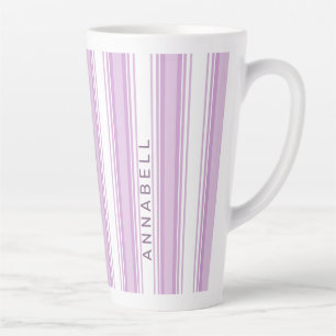 individuelle Name aus lila und weißen Streifen Milchtasse