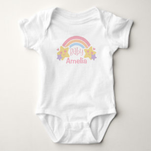 Individuelle Name aus Regenbogen und Sternen Baby Strampler