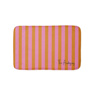 Individuelle Name aus rosa und orangefarbenen Stre Badematte