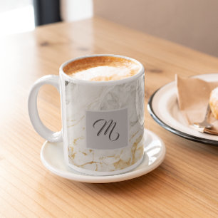 Individuelle Name aus schwarzem und weißem Marmor Kaffeetasse