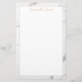 Individuelle Name aus weißem Marmor und Gold Briefpapier