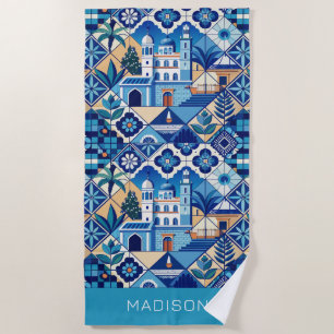 Individuelle Name Azulejo Tiles Pattern Strandtuch