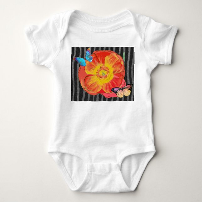 INDIVIDUELLE NAME BABY BAUMWOLLE BODYSUIT RED POPP STRAMPLER (Vorderseite)