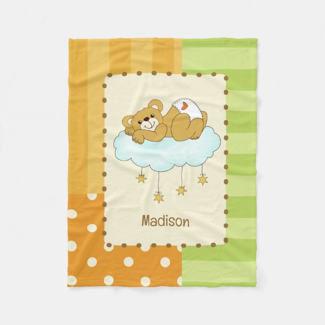 Individuelle Name Baby Bear Teddy Fleecedecke (Vorderseite)