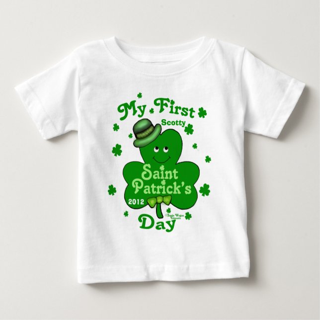 Individuelle Name Baby Boy's First St. Patrick's D Baby T-shirt (Vorderseite)