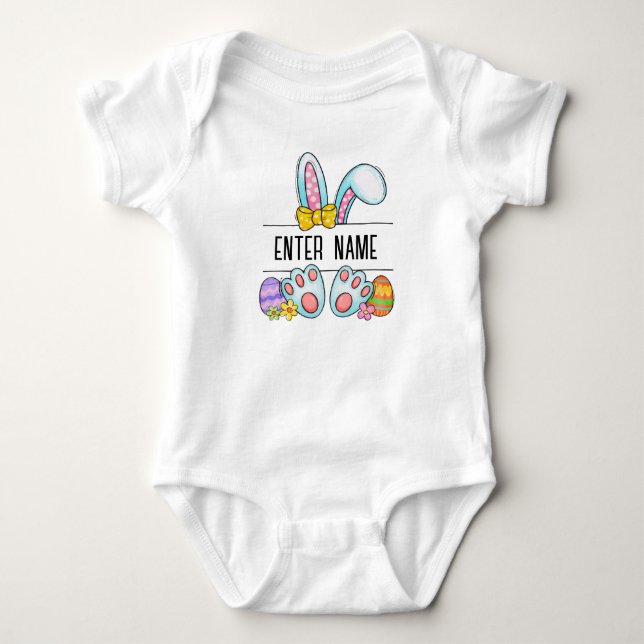 Individuelle Name Baby Girl Bunny Monogram Strampler (Vorderseite)