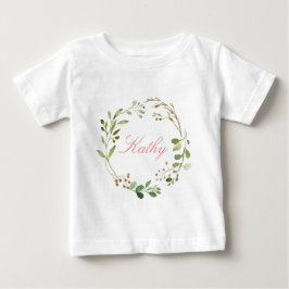 Individuelle Name Baby Girl Watercolor Blumenstrau Baby T-shirt