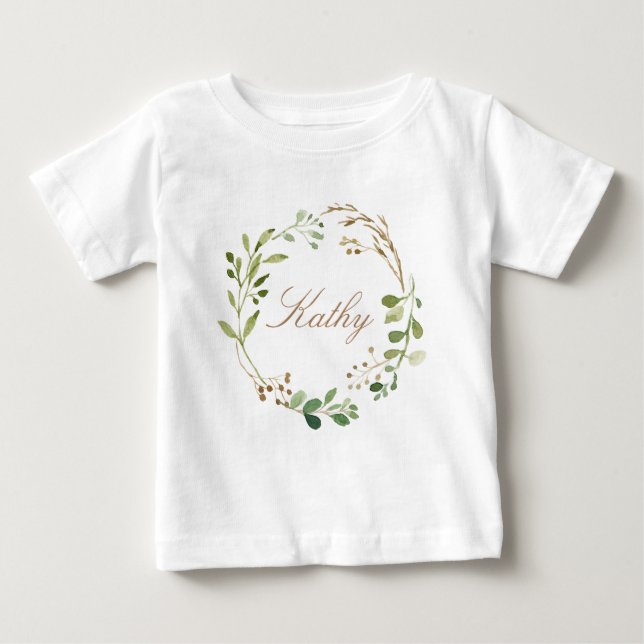 Individuelle Name Baby Girl Watercolor Blumenstrau T-shirt (Vorderseite)