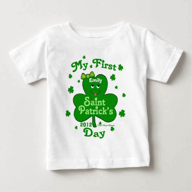 Individuelle Name Baby Girl's First St. Patrick's  T-shirt (Vorderseite)
