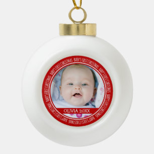 individuelle Name Baby's 1. Weihnachtsdekoration R Keramik Kugel-Ornament