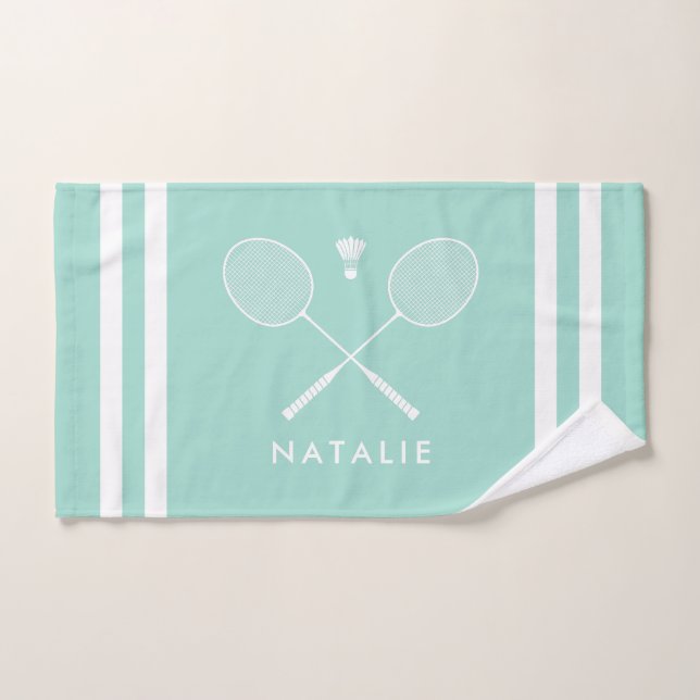 Individuelle Name Badminton Aqua Blue Streifen Handtuch (Handtuch)